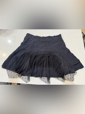 En Crème Black Polka Dot Tulle Mini Skirt